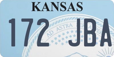 KS license plate 172JBA