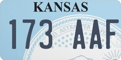 KS license plate 173AAF