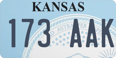 KS license plate 173AAK