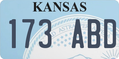 KS license plate 173ABD