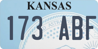 KS license plate 173ABF