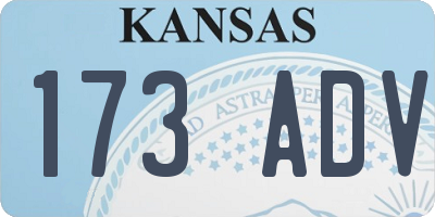 KS license plate 173ADV