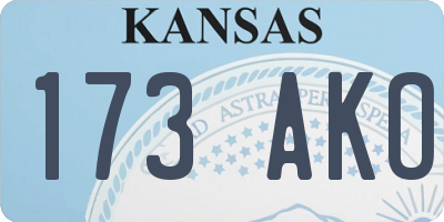 KS license plate 173AKO