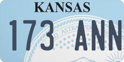 KS license plate 173ANN