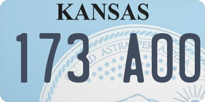 KS license plate 173AOO