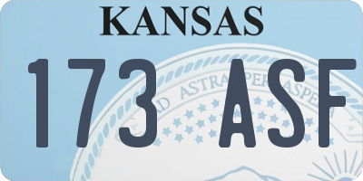 KS license plate 173ASF