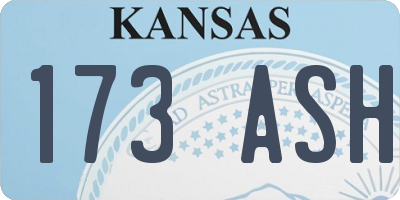 KS license plate 173ASH
