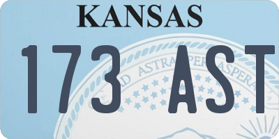 KS license plate 173AST