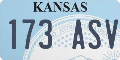 KS license plate 173ASV
