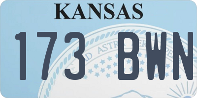 KS license plate 173BWN