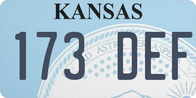 KS license plate 173DEF