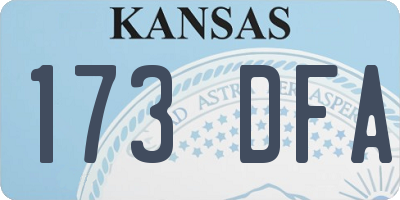 KS license plate 173DFA