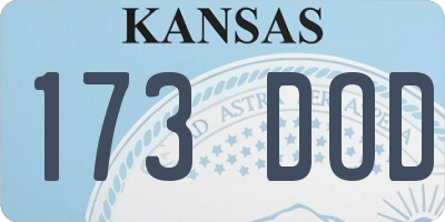 KS license plate 173DOD