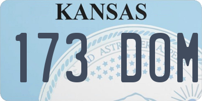 KS license plate 173DOM