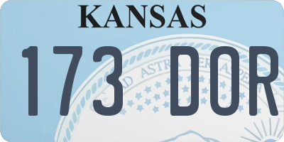 KS license plate 173DOR