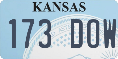 KS license plate 173DOW