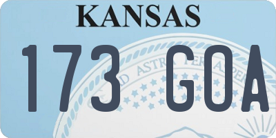 KS license plate 173GOA