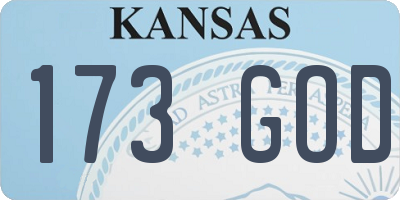 KS license plate 173GOD
