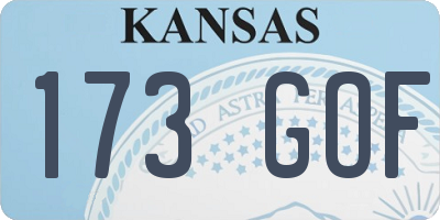 KS license plate 173GOF