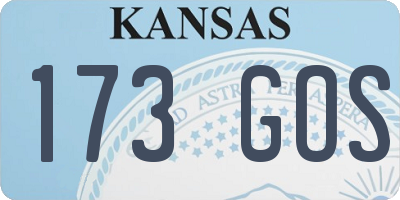 KS license plate 173GOS