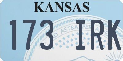 KS license plate 173IRK