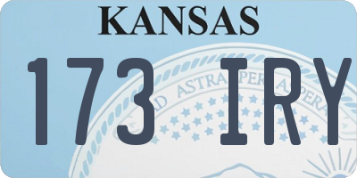 KS license plate 173IRY