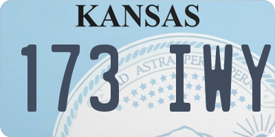KS license plate 173IWY