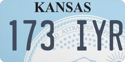 KS license plate 173IYR