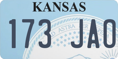 KS license plate 173JAO