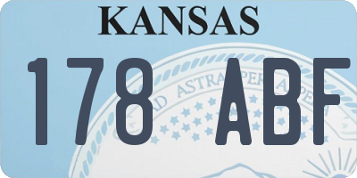 KS license plate 178ABF