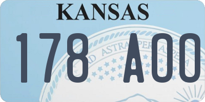 KS license plate 178AOO
