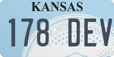 KS license plate 178DEV