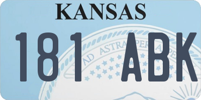 KS license plate 181ABK