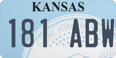 KS license plate 181ABW