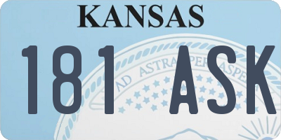 KS license plate 181ASK