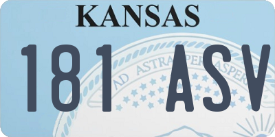 KS license plate 181ASV
