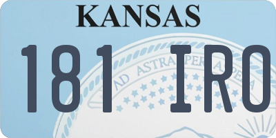 KS license plate 181IRO