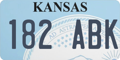 KS license plate 182ABK