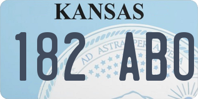 KS license plate 182ABO