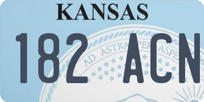KS license plate 182ACN