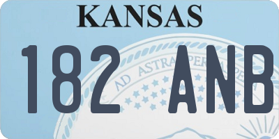 KS license plate 182ANB