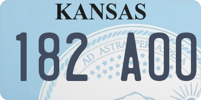 KS license plate 182AOO
