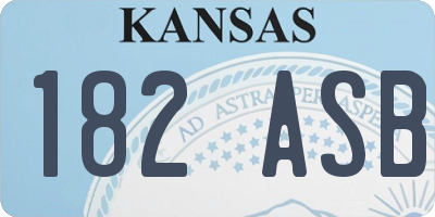 KS license plate 182ASB