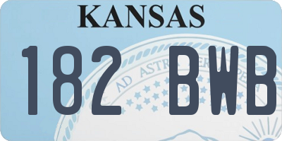 KS license plate 182BWB