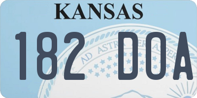 KS license plate 182DOA