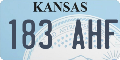 KS license plate 183AHF