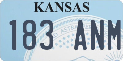 KS license plate 183ANM