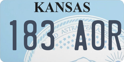KS license plate 183AOR