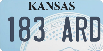 KS license plate 183ARD