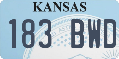 KS license plate 183BWD